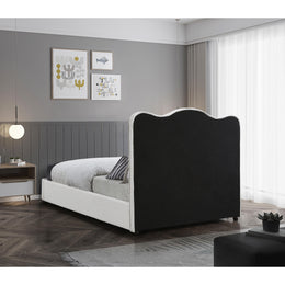 Meridian Felix Cream Linen Textured Fabric King Bed