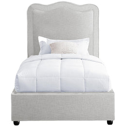 Meridian Felix Cream Linen Textured Fabric Twin Bed