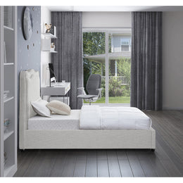 Meridian Felix Cream Linen Textured Fabric Twin Bed