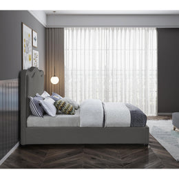 Meridian Felix Grey Linen Textured Fabric Full Bed
