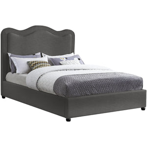 Meridian Felix Grey Linen Textured Fabric King Bed