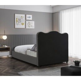 Meridian Felix Grey Linen Textured Fabric King Bed