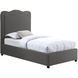 Meridian Felix Grey Linen Textured Fabric Twin Bed
