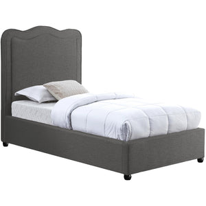 Meridian Felix Grey Linen Textured Fabric Twin Bed