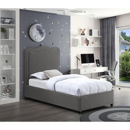 Meridian Felix Grey Linen Textured Fabric Twin Bed