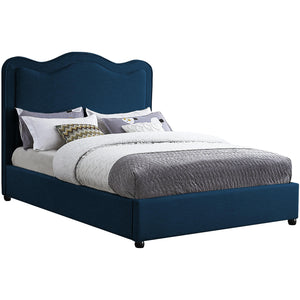 Meridian Felix Navy Linen Textured Fabric Full Bed