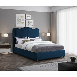 Meridian Felix Navy Linen Textured Fabric Full Bed