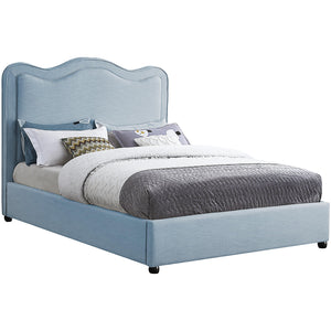 Meridian Felix Light Blue Linen Textured Fabric King Bed