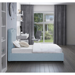 Meridian Felix Light Blue Linen Textured Fabric Twin Bed
