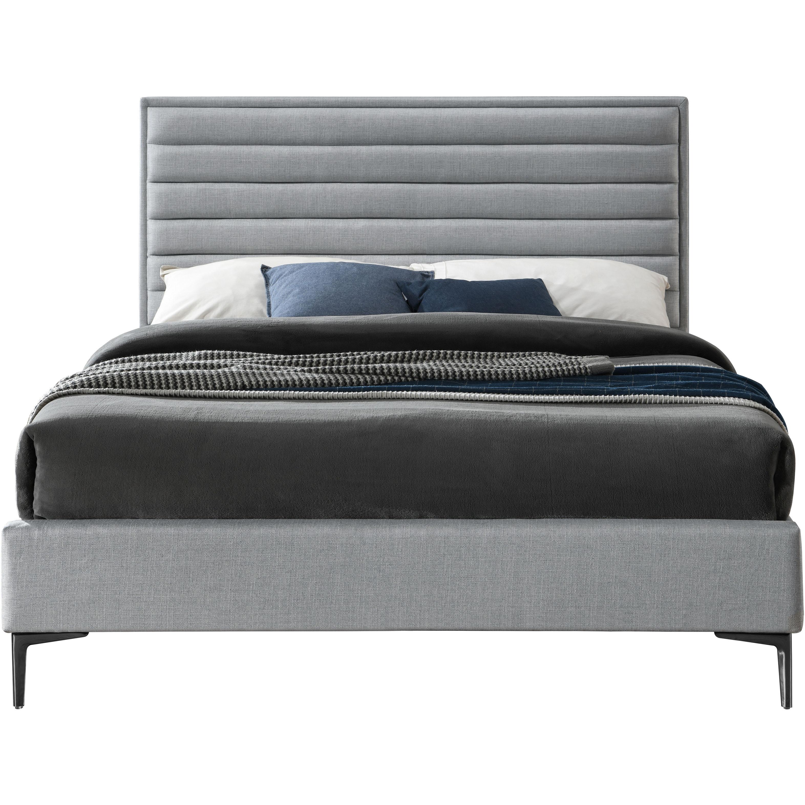 Meridian Hunter Grey Linen Textured King Bed
