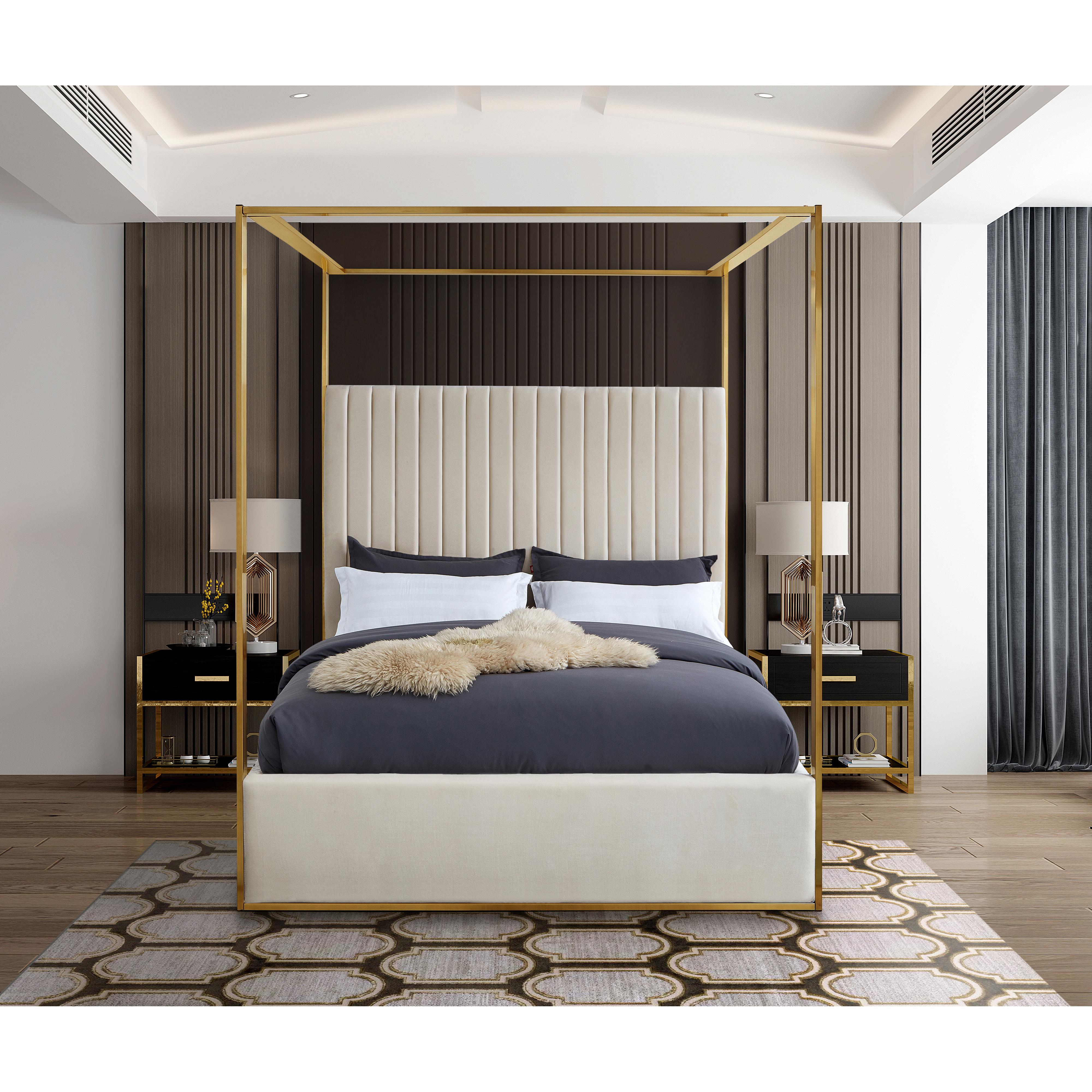Meridian Jones Cream Velvet King Bed