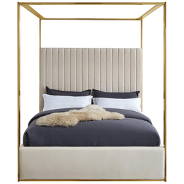 Meridian Jones Cream Velvet Queen Bed