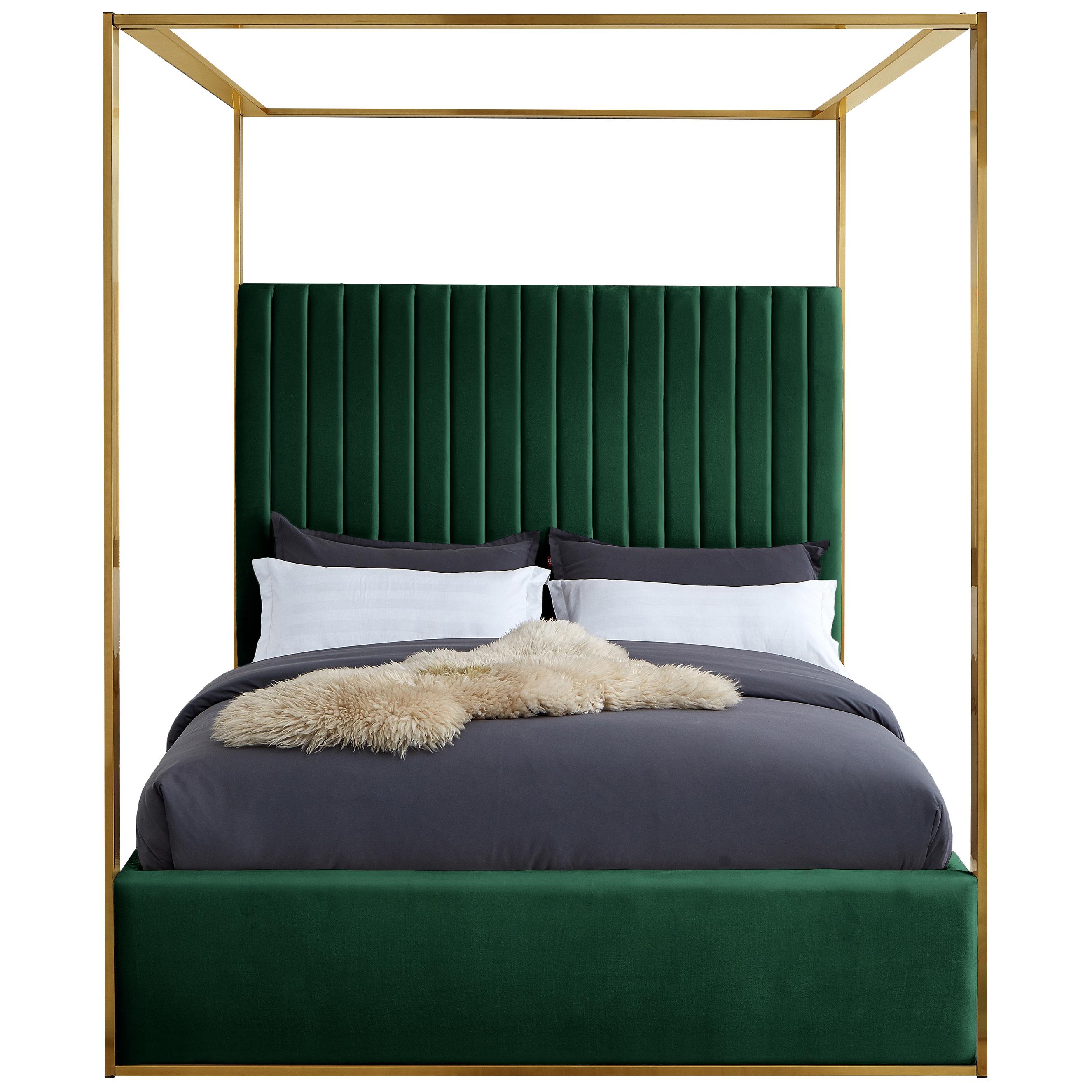 Meridian Jones Green Velvet King Bed
