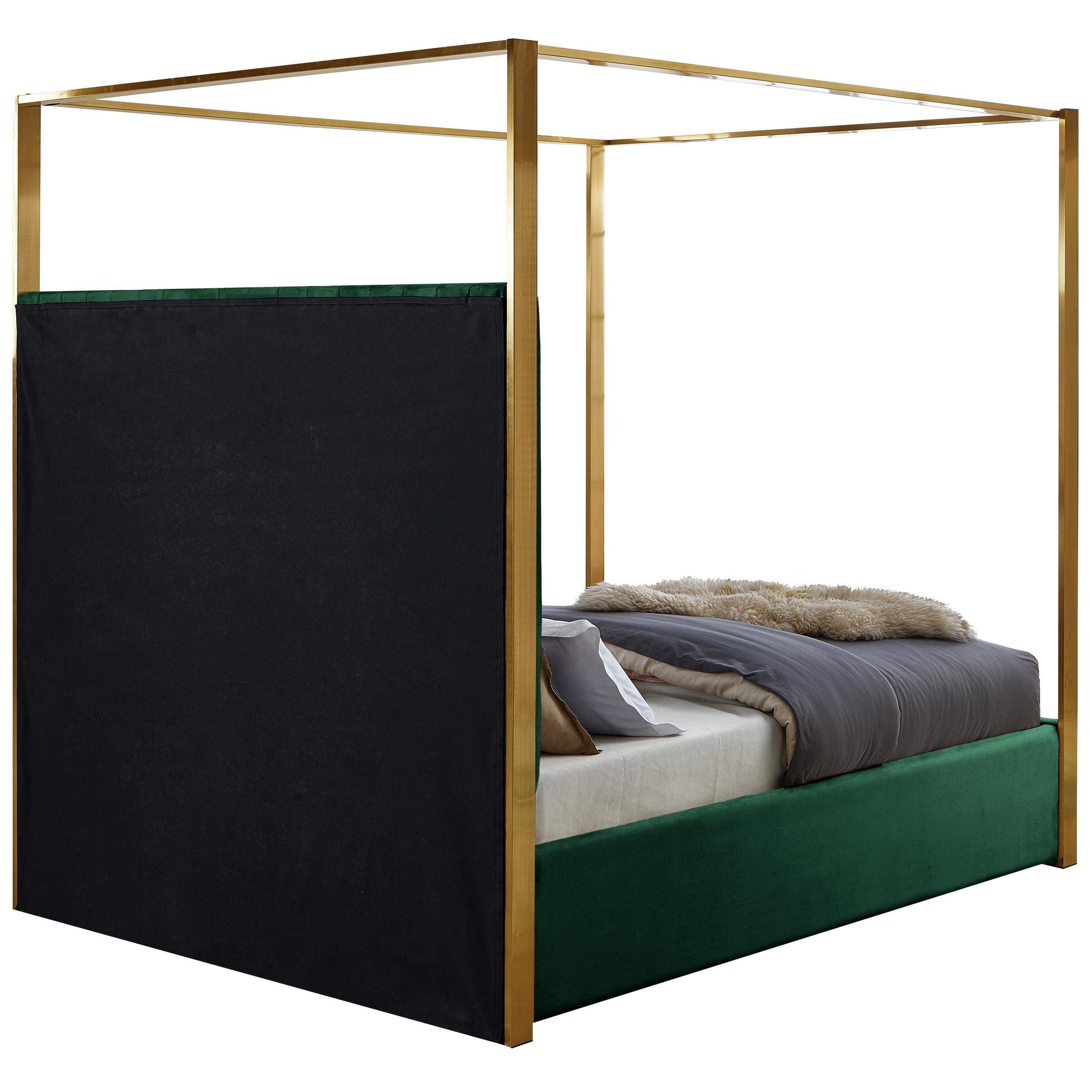 Meridian Jones Green Velvet Queen Bed