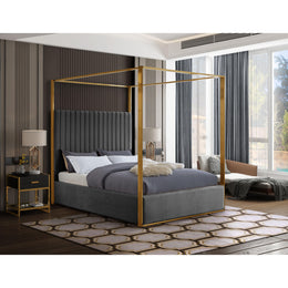 Meridian Jones Grey Velvet King Bed