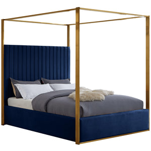 Meridian Jones Navy Velvet King Bed