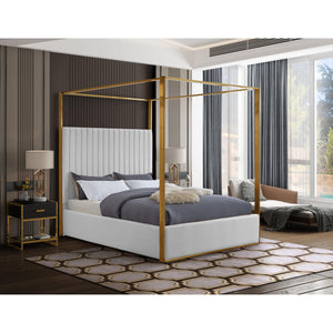 Meridian Jones White Vegan Leather Queen Bed