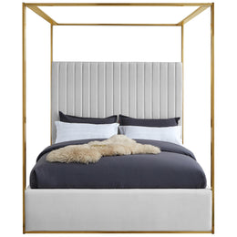 Meridian Jones White Vegan Leather Queen Bed