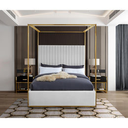 Meridian Jones White Vegan Leather Queen Bed