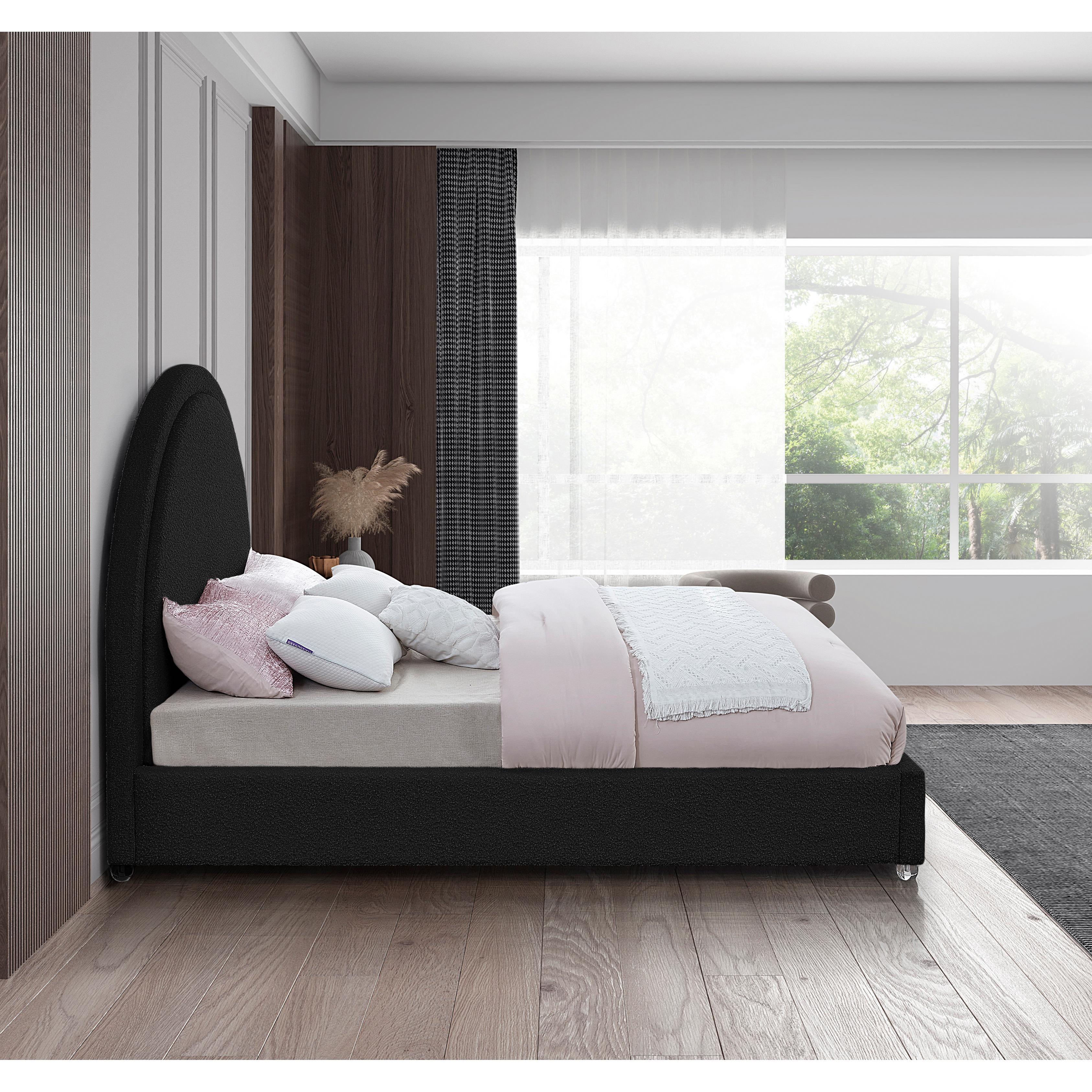 Meridian Milo Black Fabric King Bed