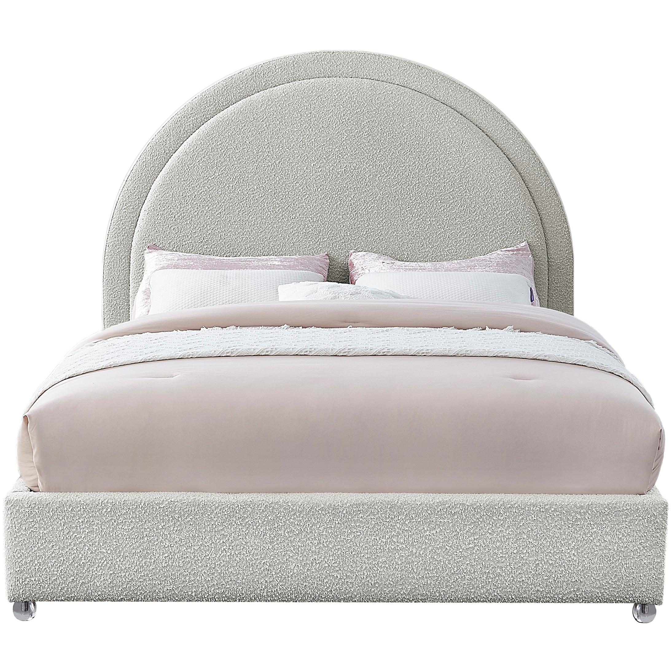 Meridian Milo Cream Fabric Queen Bed