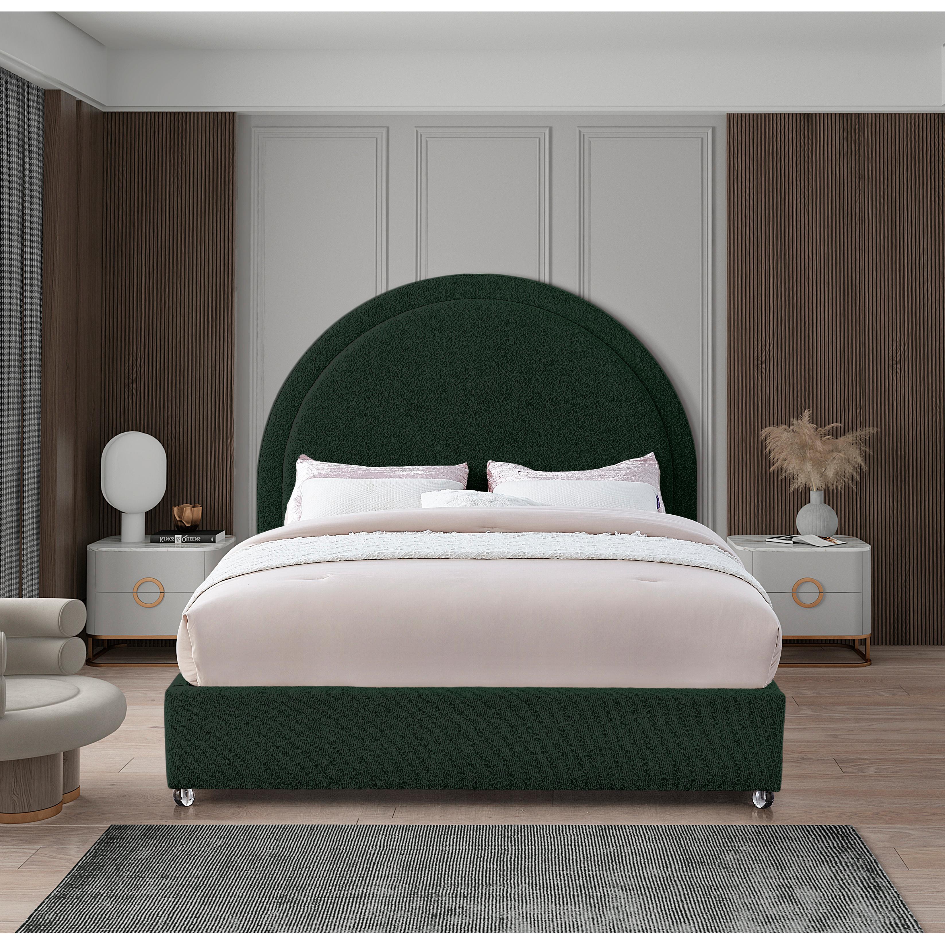Meridian Milo Green Fabric King Bed