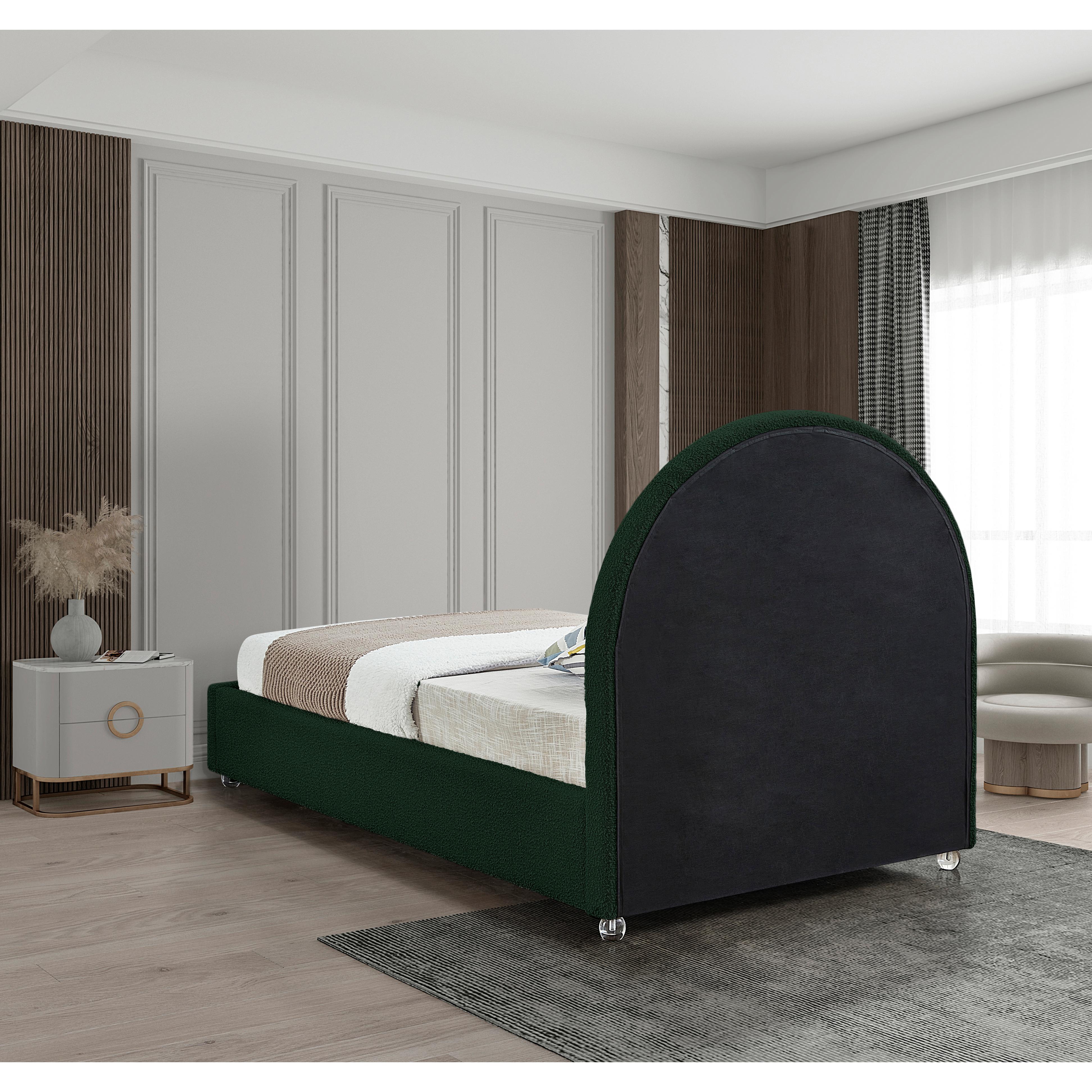 Meridian Milo Green Fabric Twin Bed