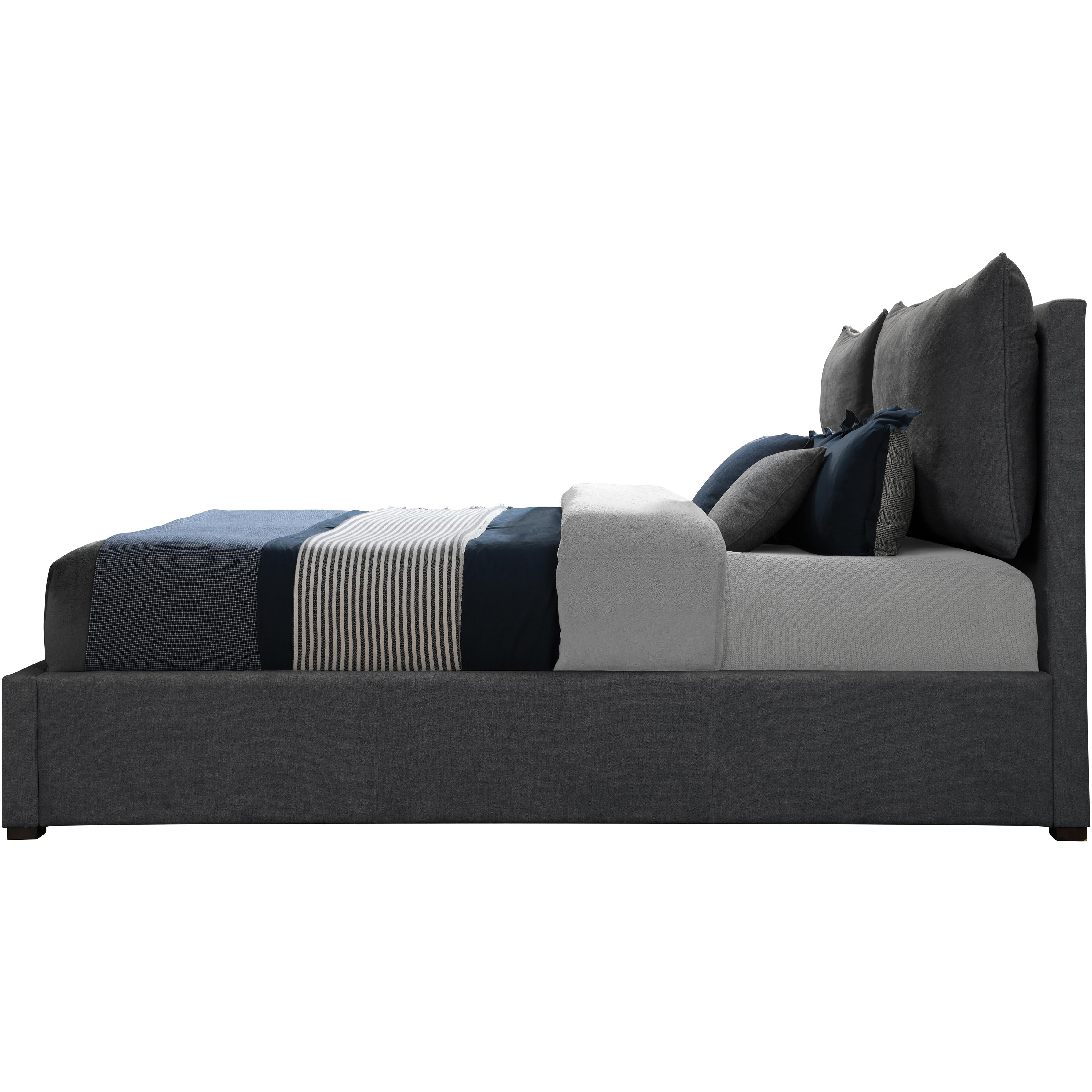 Meridian Misha Pepper Black Polyester Fabric Full Bed (3 Boxes)