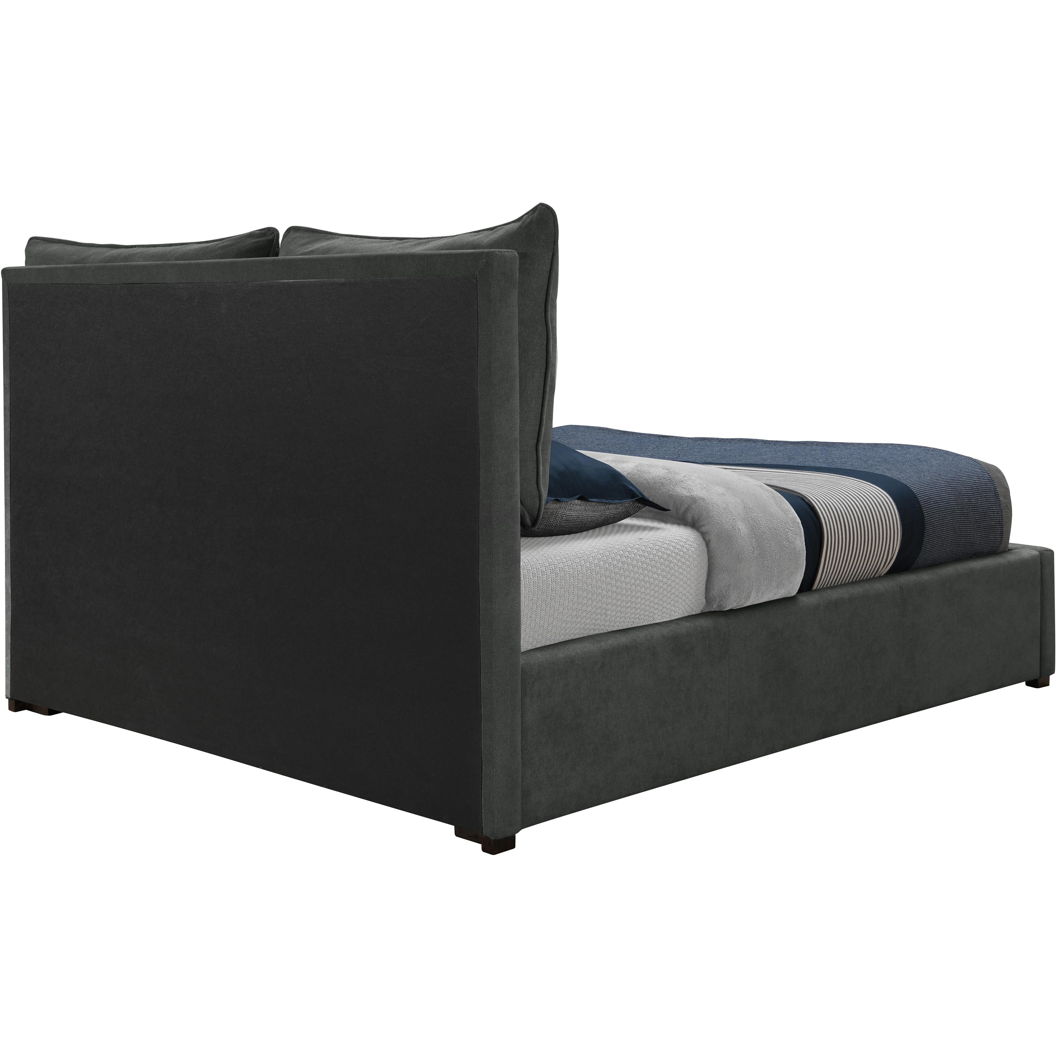 Meridian Misha Pepper Black Polyester Fabric King Bed (3 Boxes)