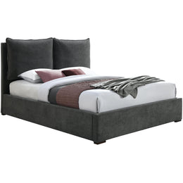 Meridian Misha Pepper Black Polyester Fabric Queen Bed (3 Boxes)