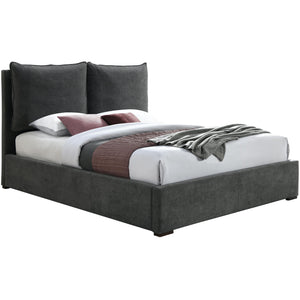 Meridian Misha Pepper Black Polyester Fabric Queen Bed (3 Boxes)