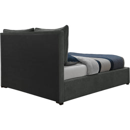 Meridian Misha Pepper Black Polyester Fabric Queen Bed (3 Boxes)