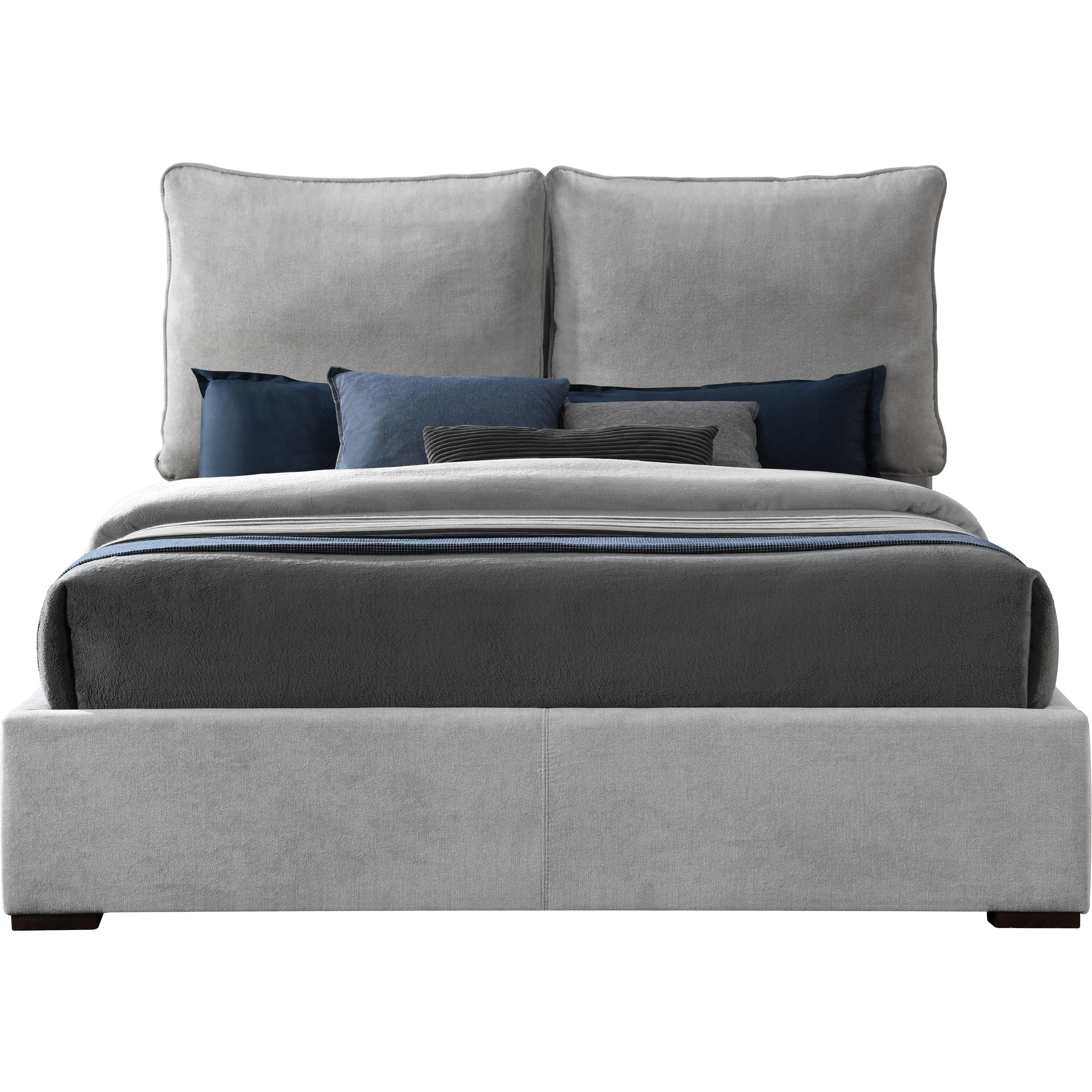 Meridian Misha Light Grey Polyester Fabric King Bed (3 Boxes)