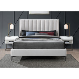 Meridian Nadia Cream Velvet Full Bed