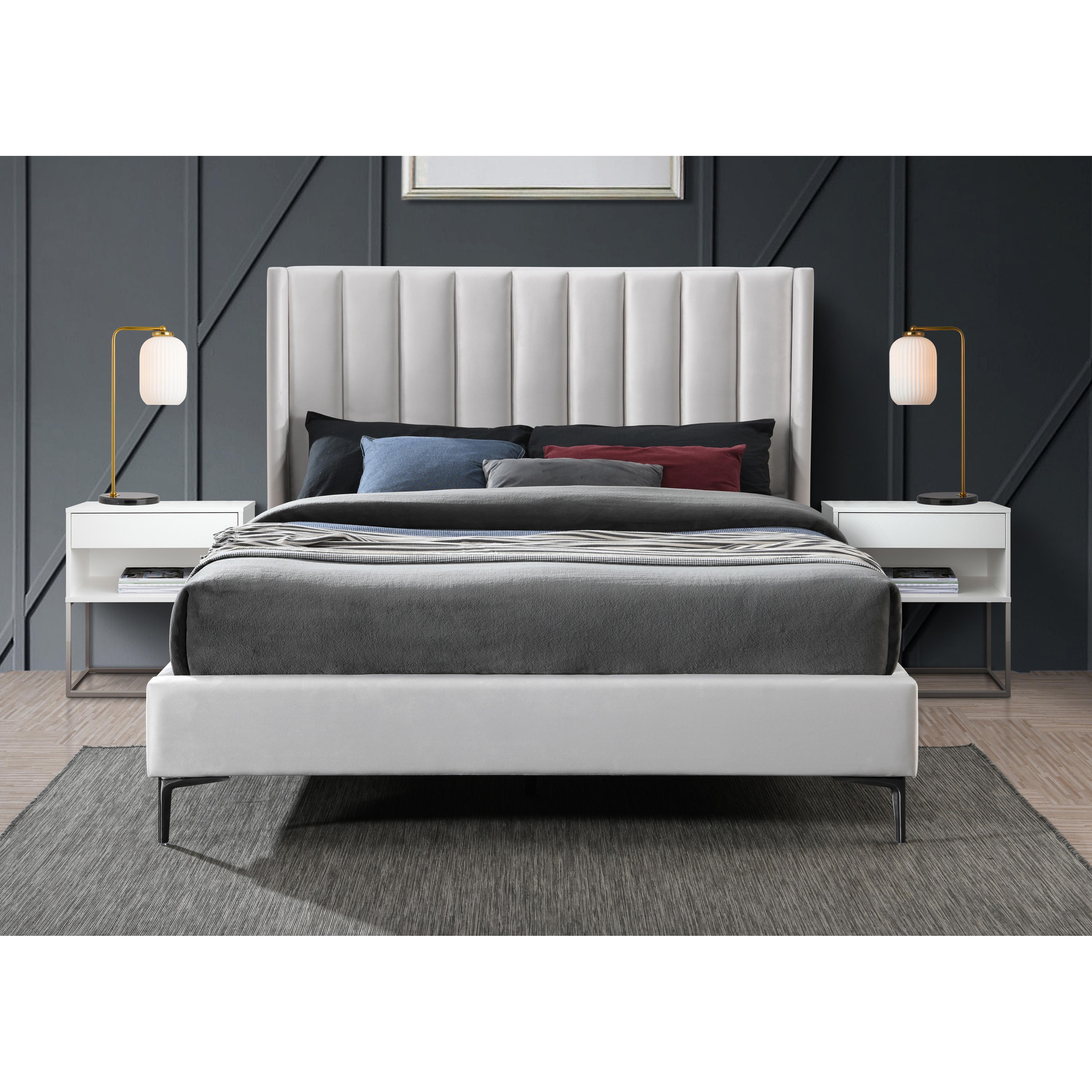 Meridian Nadia Cream Velvet King Bed