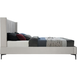 Meridian Nadia Cream Velvet Queen Bed