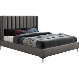 Meridian Nadia Grey Velvet Full Bed