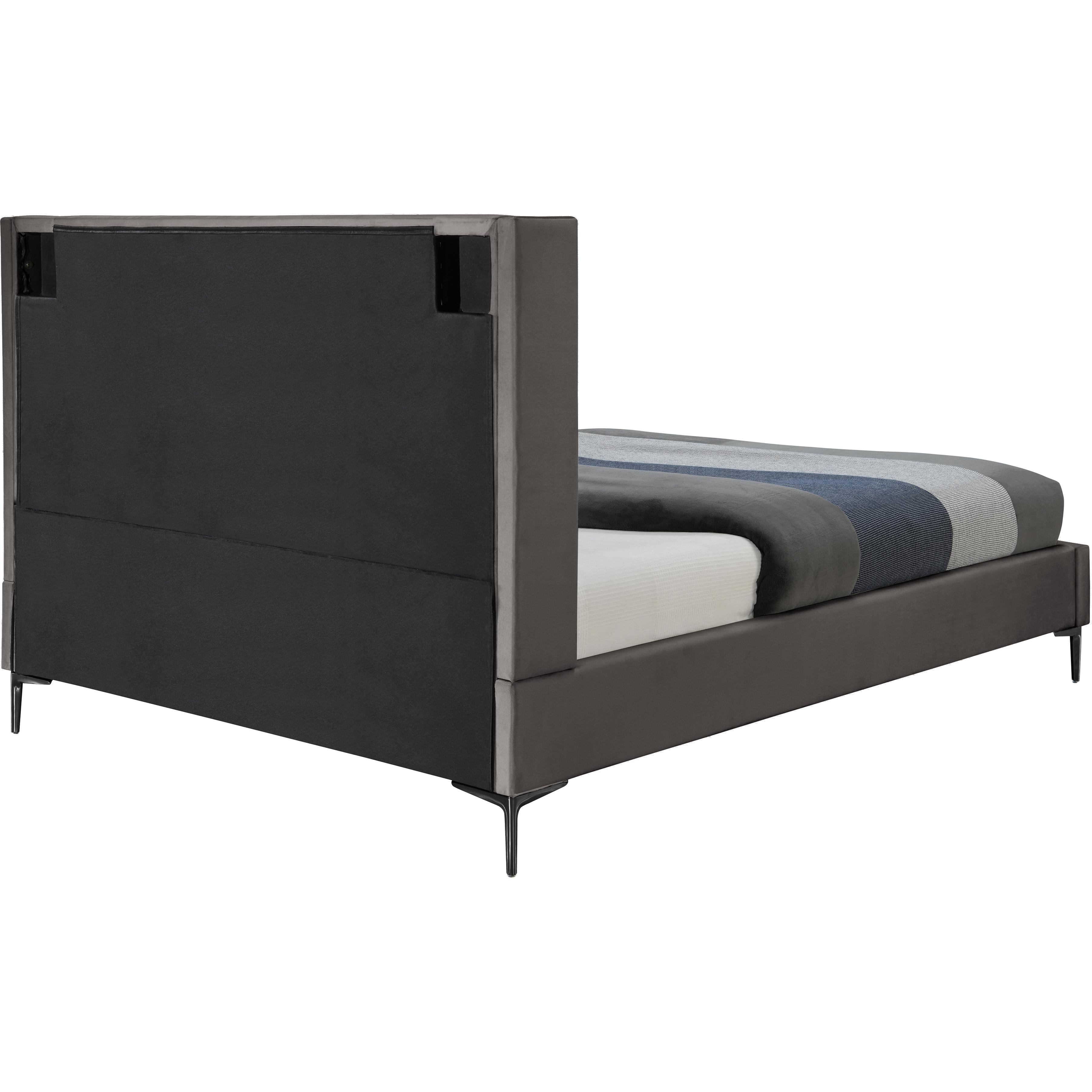 Meridian Nadia Grey Velvet King Bed
