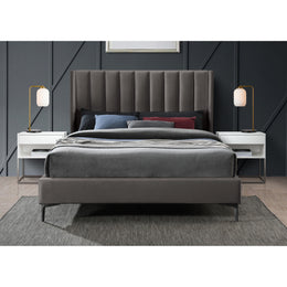 Meridian Nadia Grey Velvet Queen Bed