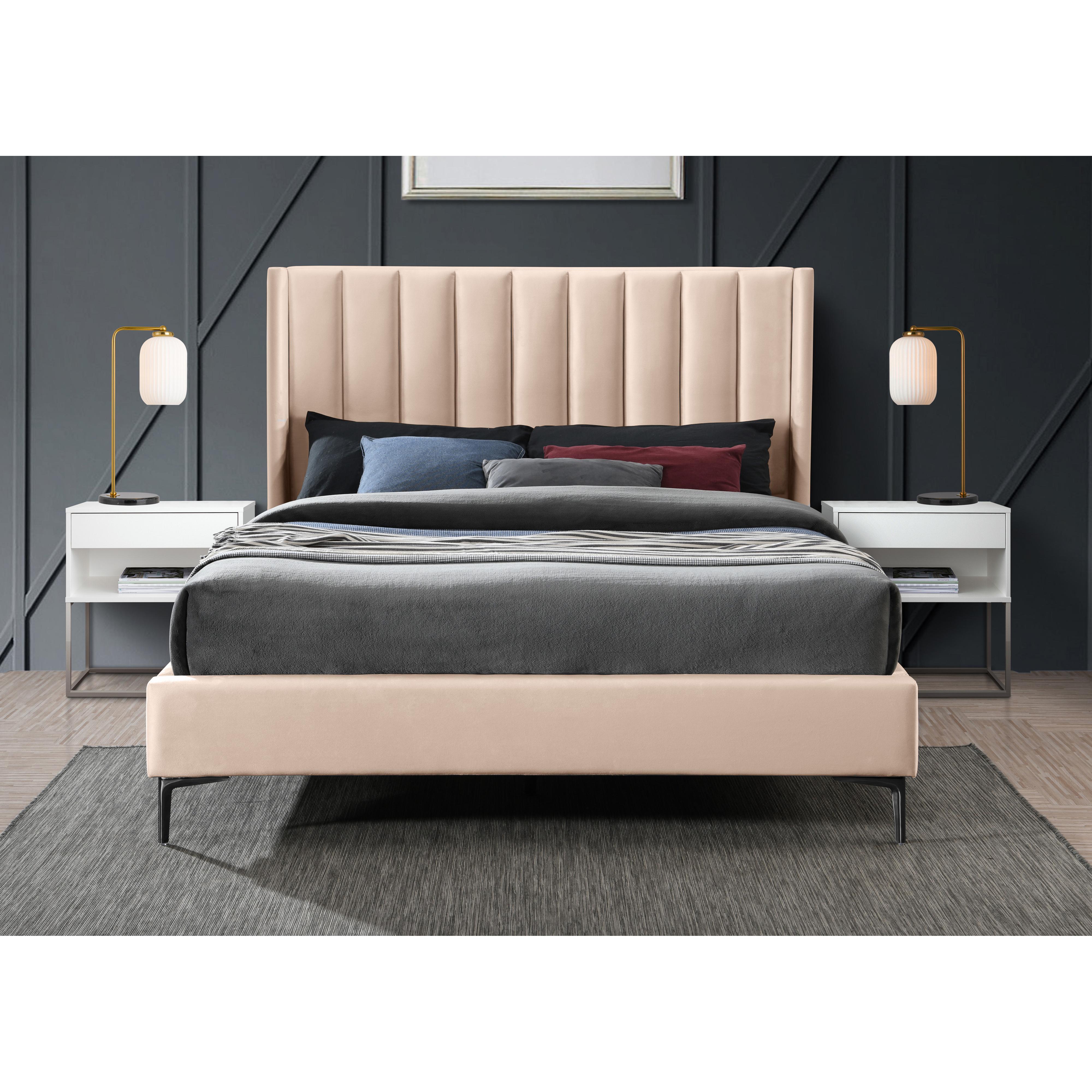 Meridian Nadia Pink Velvet Full Bed