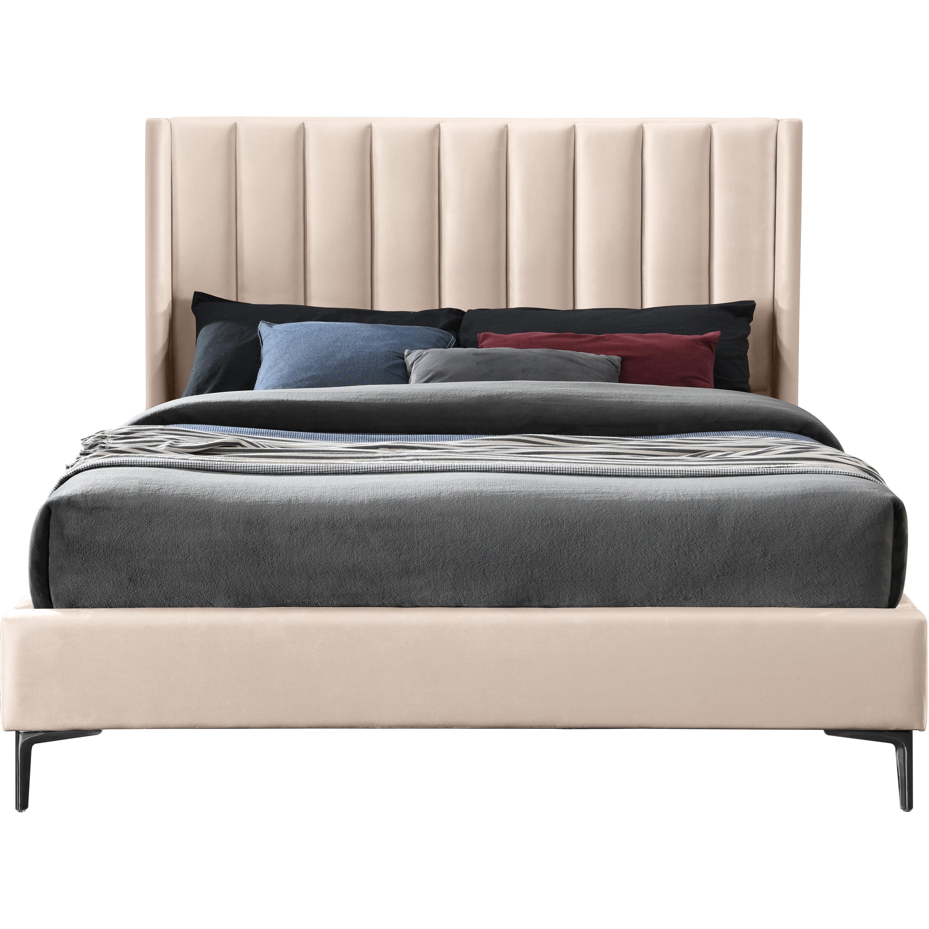 Meridian Nadia Pink Velvet Queen Bed