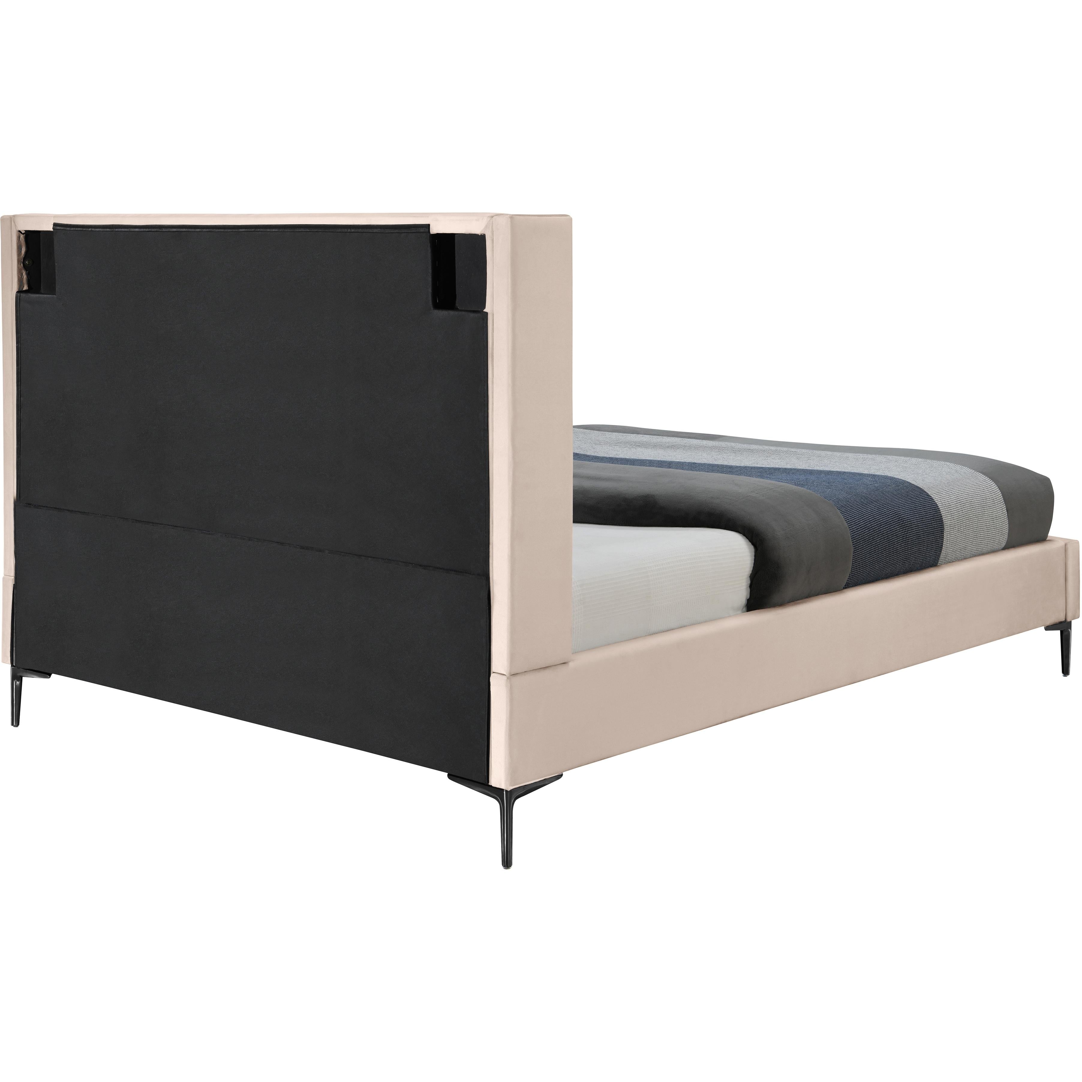 Meridian Nadia Pink Velvet Queen Bed