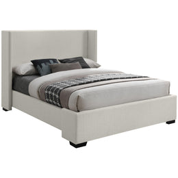 Meridian Oxford Beige Linen Textured Fabric Full Bed (3 Boxes)