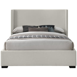 Meridian Oxford Beige Linen Textured Fabric Full Bed (3 Boxes)