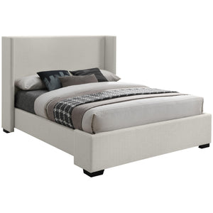 Meridian Oxford Beige Linen Textured Fabric Queen Bed (3 Boxes)