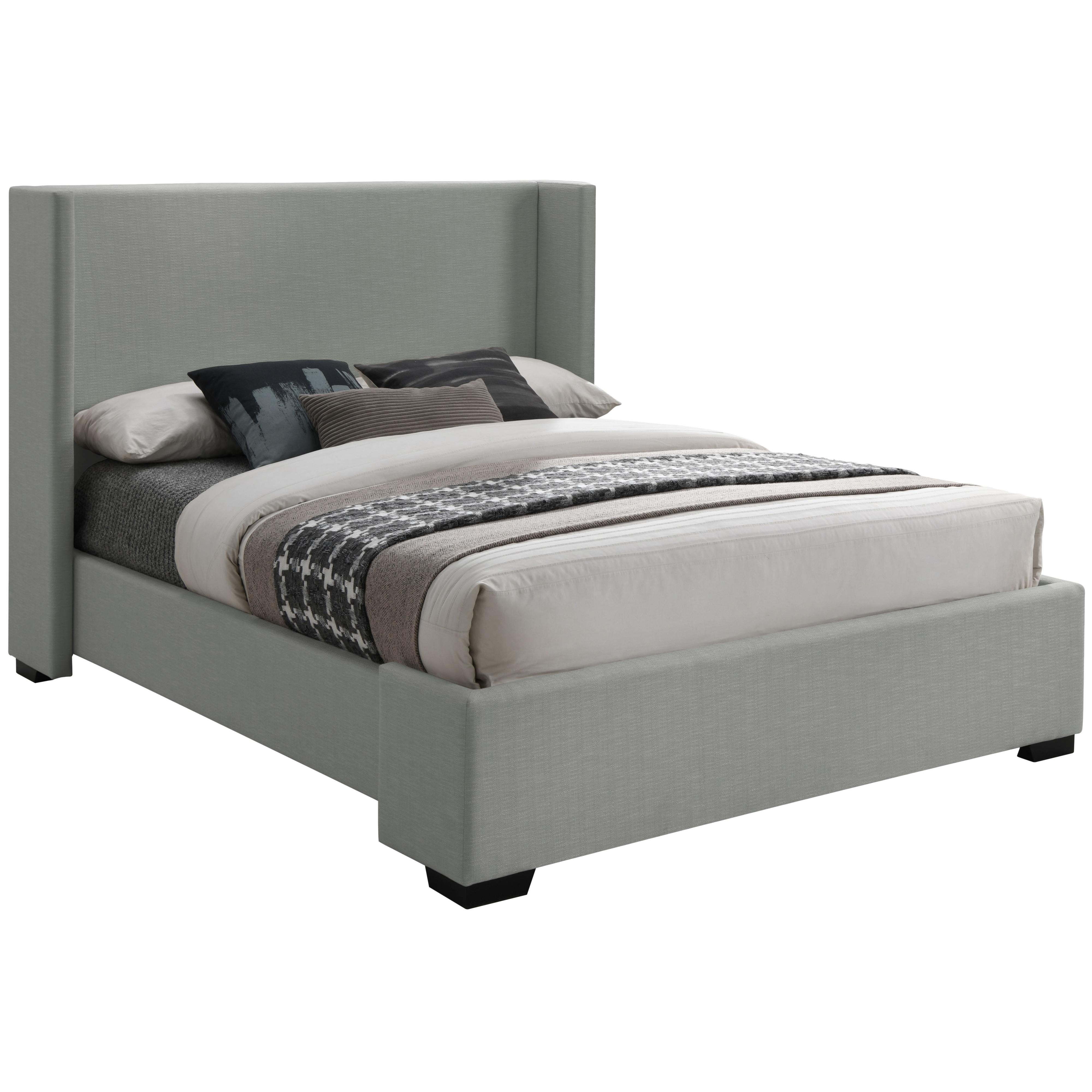 Meridian Oxford Grey Linen Textured Fabric Full Bed (3 Boxes)