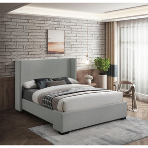 Meridian Oxford Grey Linen Textured Fabric King Bed (3 Boxes)