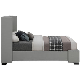 Meridian Oxford Grey Linen Textured Fabric King Bed (3 Boxes)