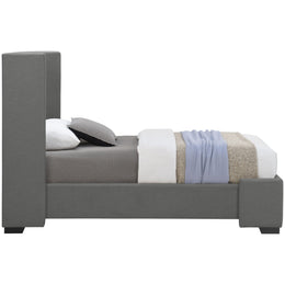 Meridian Oxford Grey Linen Textured Fabric Twin Bed (3 Boxes)