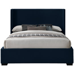 Meridian Oxford Navy Linen Textured Fabric Full Bed (3 Boxes)